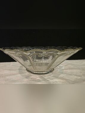 Vintage Imperial Glass Ohio Serving Bowl Scroll Flute Clear Round 9 1/8" Bowl